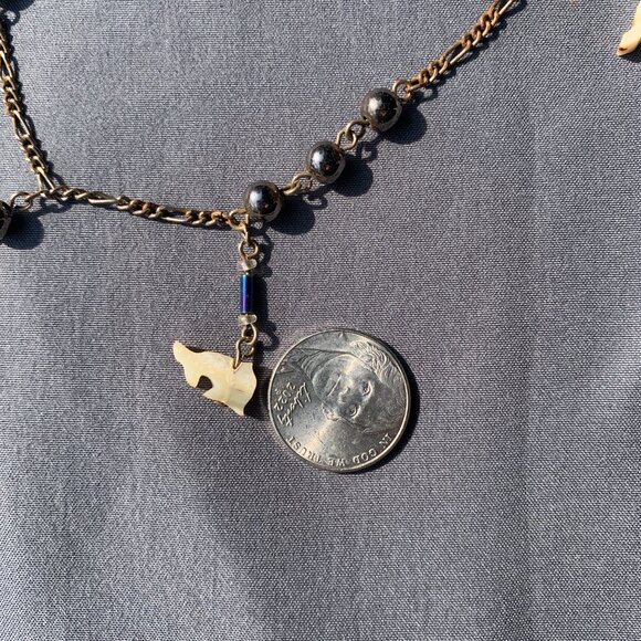 JEWELRY - 10in hand carved DOLPHIN shaped bone charm chain necklace, Alaska - Picture 6 of 8